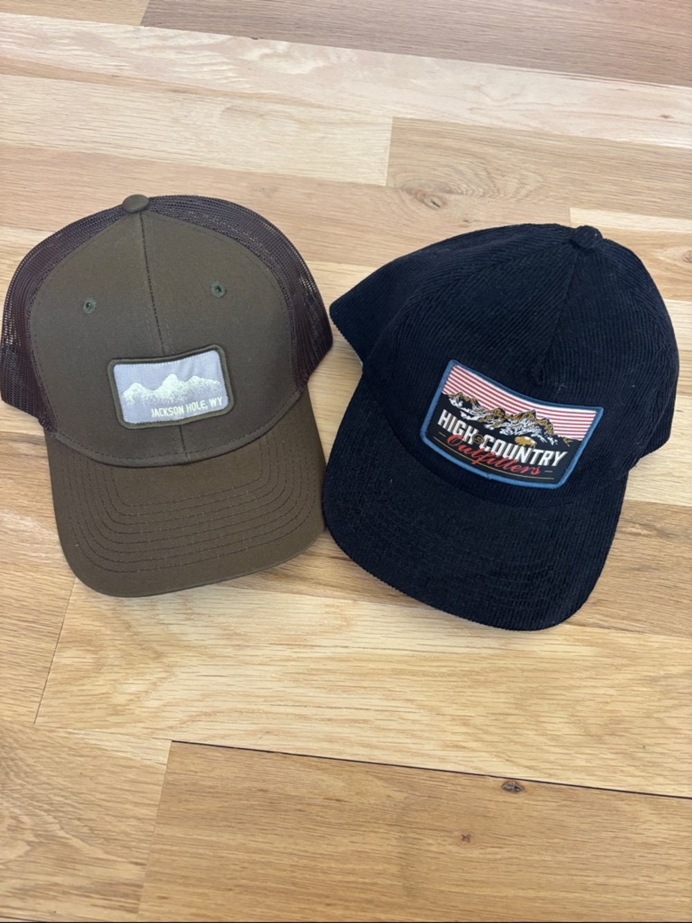 Pair of Trucker and Corduroy Hats - Olive Green & Black